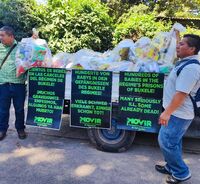 Protestaktion von Movir, der "Organisation der Opfer des Regimes in El Salvador", hofft auf Unterstützung ihrer Forderung nach Freilassung der Kinder auch aus Deutschland und den USA